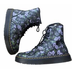 Dr. Martens Zavala Primrose Floral Hydro Combat Boots Womens Size 6 Docs Purple